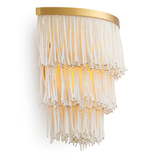 Wall Lamp Rosaline vintage brass finish off-white beads