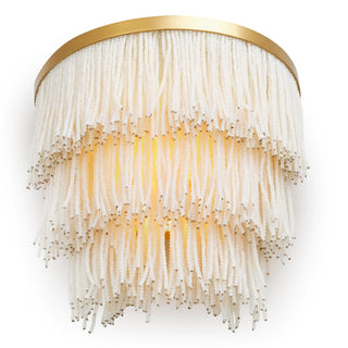 Wall Lamp Rosaline vintage brass finish off-white beads