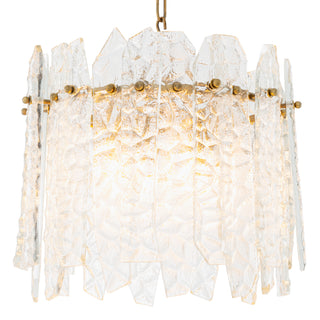 Chandelier Prati vintage brass finish clear glass