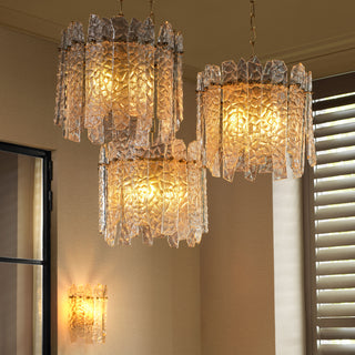 Chandelier Prati vintage brass finish clear glass