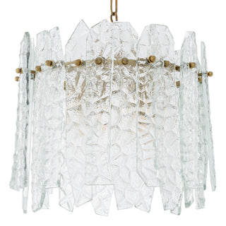 Chandelier Prati vintage brass finish clear glass