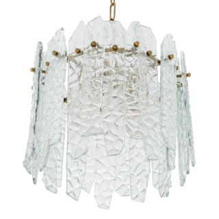 Chandelier Prati vintage brass finish clear glass