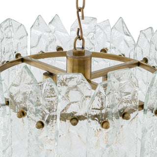 Chandelier Prati vintage brass finish clear glass