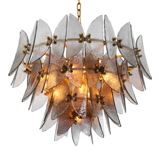 Chandelier Brooks antique brass finish light smoke glass