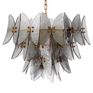 Chandelier Brooks antique brass finish light smoke glass