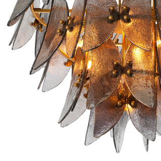 Chandelier Brooks antique brass finish light smoke glass