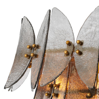 Chandelier Brooks antique brass finish light smoke glass