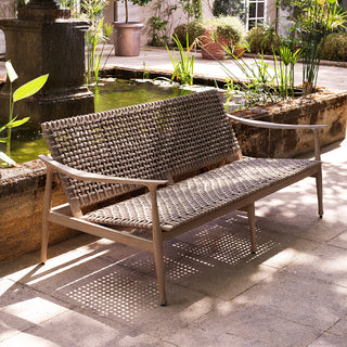 Outdoor Sofa Manzo aged teak light greige rope