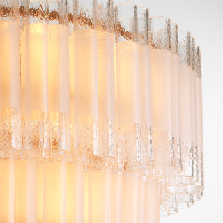 Chandelier Denton L antique brass finish frosted glass
