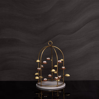 Cake Stand Alturo vintage brass finish white marble