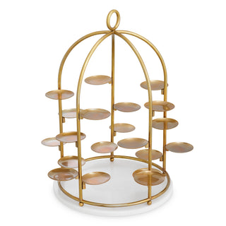 Cake Stand Alturo vintage brass finish white marble