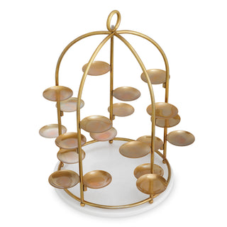 Cake Stand Alturo vintage brass finish white marble