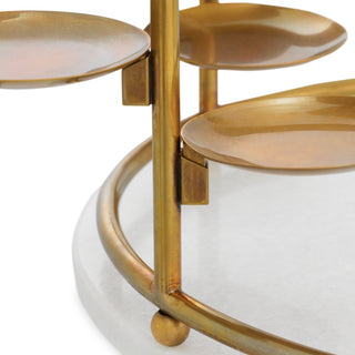 Cake Stand Alturo vintage brass finish white marble