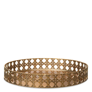 Tray Dameron round vintage brass finish