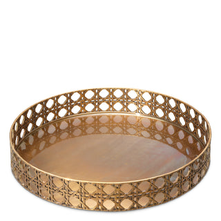 Tray Dameron round vintage brass finish