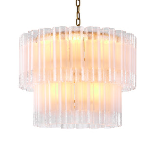 Chandelier Denton S antique brass finish frosted glass