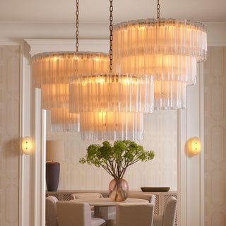 Chandelier Denton S antique brass finish frosted glass