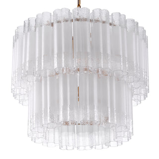 Chandelier Denton S antique brass finish frosted glass