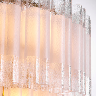 Chandelier Denton S antique brass finish frosted glass