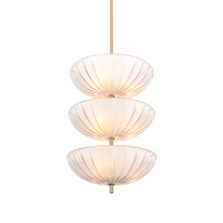 Chandelier Maranello antique brass finish frosted glass