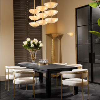 Chandelier Maranello antique brass finish frosted glass
