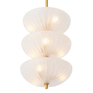 Chandelier Maranello antique brass finish frosted glass