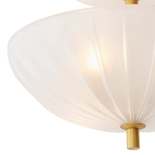 Chandelier Maranello antique brass finish frosted glass
