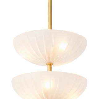 Chandelier Maranello antique brass finish frosted glass