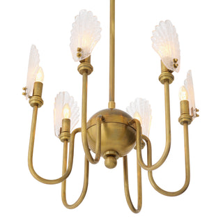 CDJ Chandelier Isabelle vintage brass finish handmade glass