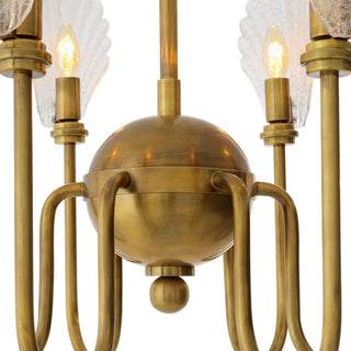 CDJ Chandelier Isabelle vintage brass finish handmade glass