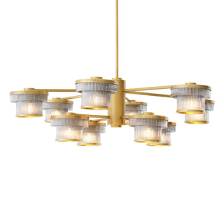 CDJ Chandelier Andromeda antique brass finish smoke glass