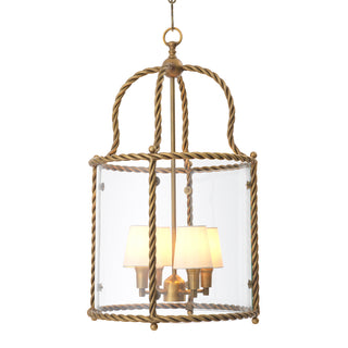 Pendant Preston vintage brass finish incl white shades