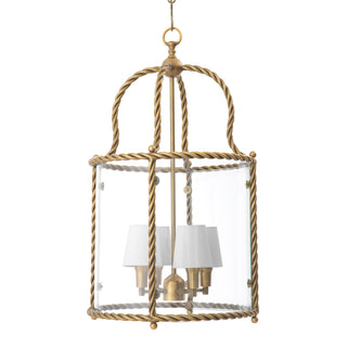 Pendant Preston vintage brass finish incl white shades