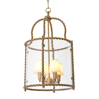 Pendant Preston vintage brass finish incl white shades