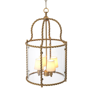 Pendant Preston vintage brass finish incl white shades