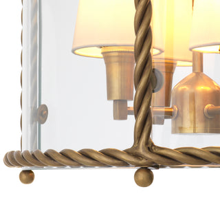 Pendant Preston vintage brass finish incl white shades