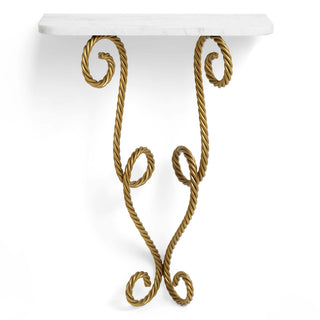 Wall Console Table Kingsley vintage brass finish marble top