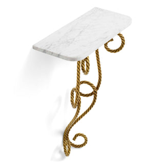 Wall Console Table Kingsley vintage brass finish marble top