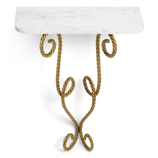Wall Console Table Kingsley vintage brass finish marble top