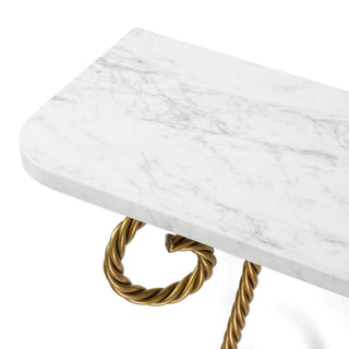 Wall Console Table Kingsley vintage brass finish marble top