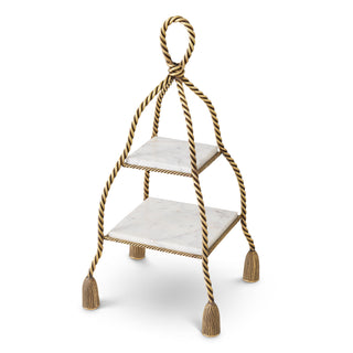Cake Stand Vanelle vintage brass finish white marble