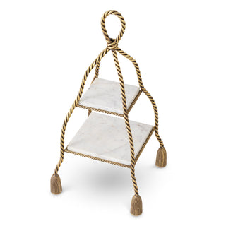 Cake Stand Vanelle vintage brass finish white marble