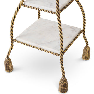 Cake Stand Vanelle vintage brass finish white marble