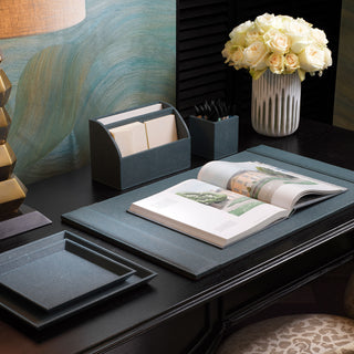 Desk Blotter Scaleo faux blue shagreen