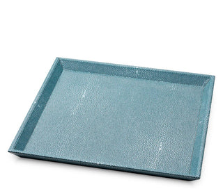 Desk Tray Scaleo faux blue shagreen set of 2