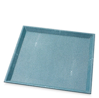 Desk Tray Scaleo faux blue shagreen set of 2