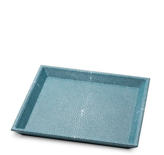 Desk Tray Scaleo faux blue shagreen set of 2