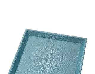 Desk Tray Scaleo faux blue shagreen set of 2