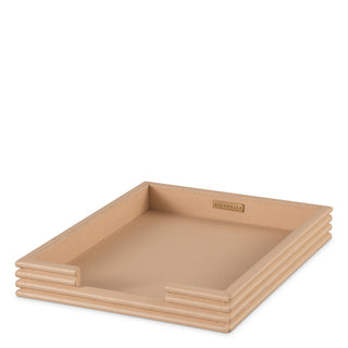 Desk Set Elvane tan leather set of 3