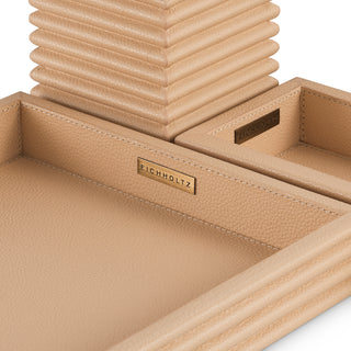 Desk Set Elvane tan leather set of 3